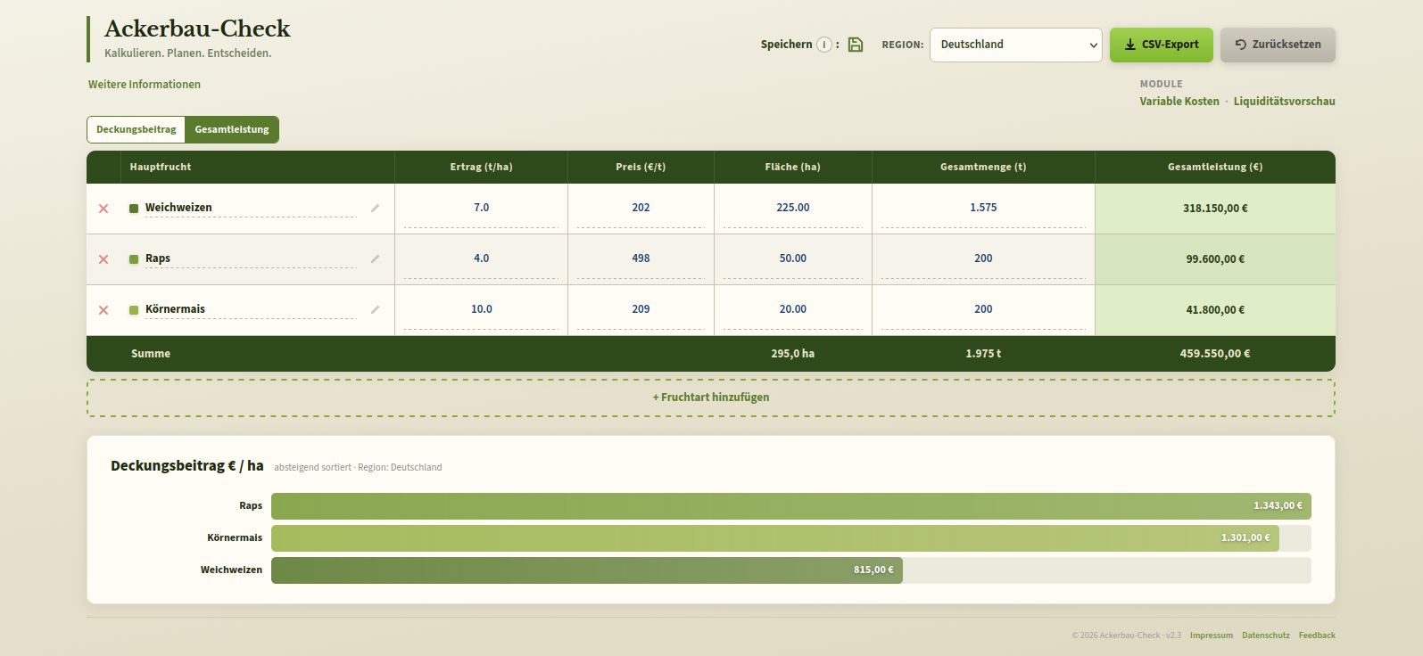 Berechnung Gesamtleistung